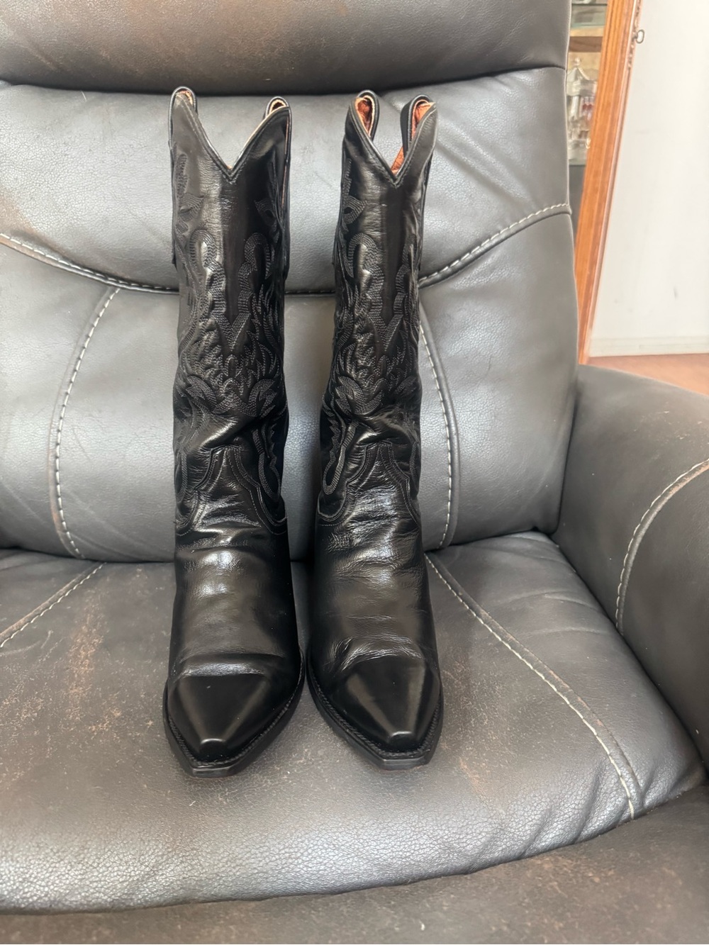 Dan Post Black Leather Tall Boots - Picture 5 of 6